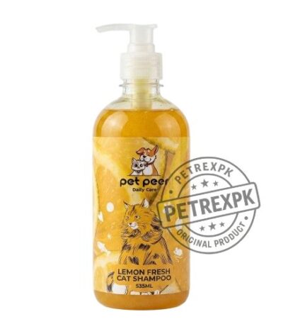 Pet Peer Lemon Fresh Cat Shampoo 535ml bottle for feline daily care grooming