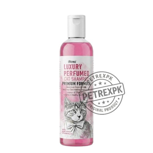 remu-luxury-perfumed-cat-shampoo-petrex-pk Remu Luxury Perfumed Cat Shampoo Premium Formula bottle available at Petrex pk.